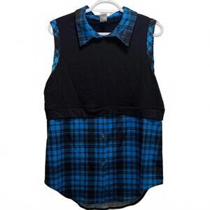 Weismann Blue and Black Plaid Sleeveless dance shirt/dress